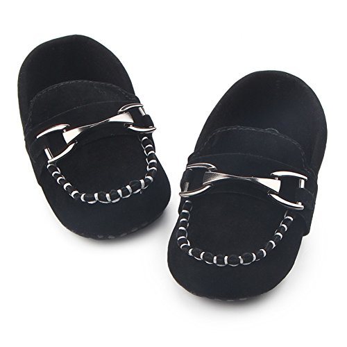 Fire Frog Baby Shoes Infant Toddler Boy Shoes Crib Bebe Classic Handsome Soft Soled Loafers Black 12-18 Months