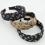 Designer Letter Print Headband for Women Fashionable Classical Cross Knot Hairbands Hair Hoops with cloth wrapped for Girls 3PCS of Pack(LV letter style)