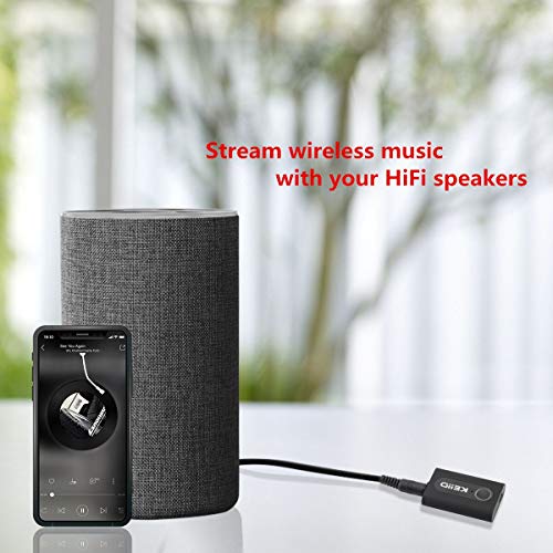KEiiD Bluetooth Receiver CSR 4.2 Chip with Removable Back Clip, Stream Wireless Stereo Music with Wired Earphones,Car AUX Kit,Speakers.Built-in Microphone for Handsfree Calls.10 Hours Long Play Time - Thumbnail 4