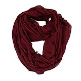 Women's Shiny Glitter Print Infinity Loop Cowl Casual Ladies Circle Scarf Burgundy