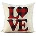 FIBEROMANCE Valentines Red and Black Buffalo Check Plaid Love Pillow Covers Decorative Cushion Case for Sofa Couch Bedroom Spring Home Decor Cotton Pillowcase 18 x 18 Inch