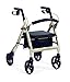 Comodità Prima Rolling Walker, Wheeled Rollator with Extra Wide Seat and Brakes for Adults and Seniors, Easy Folding, Metallic Champagne