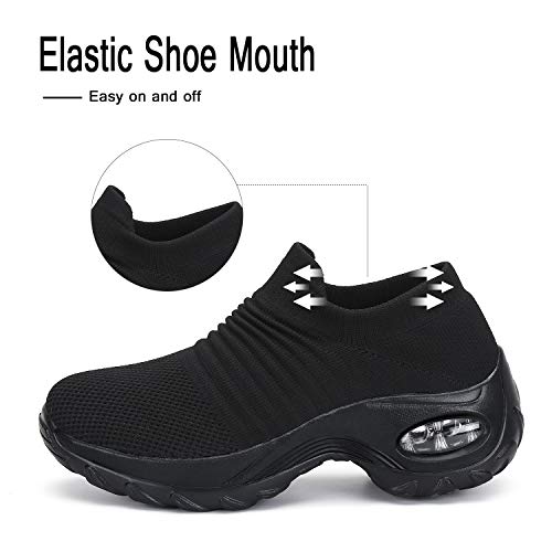 Womens Walking Shoes Mesh No Slip Air Cushion Lady Sock Sneaker