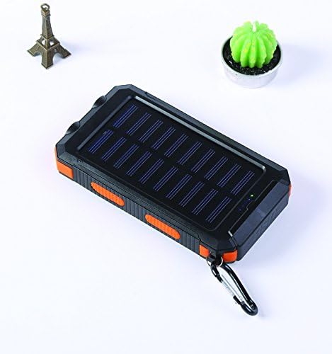 HENRYTECH 10000mAh Solar Power Bank,Waterproof Portable Solar Charger With LED Flashlight, External Battery Pack With Dual USB Port for Cellphone,iPhone,Samsung,Android Phones,Windows Phone (Orange)