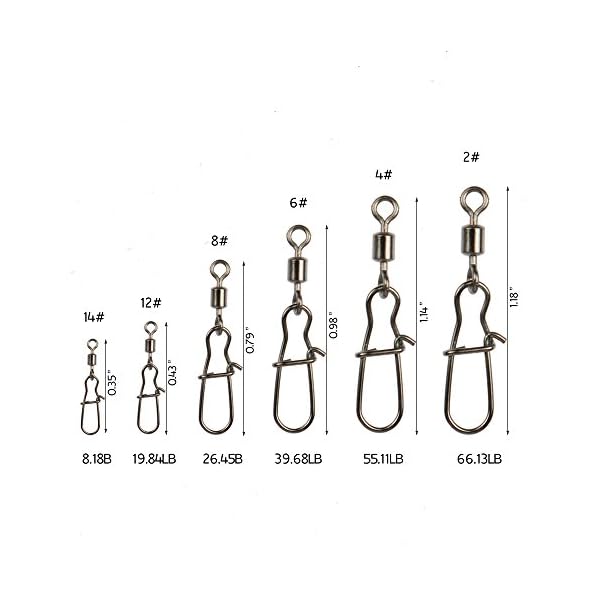 YOGAYET-Fishing-Ball-Bearing-Barrel-Swivel-with-Duo-lock-Snaps-Stainless-Steel-Solid-Rings-Fishing-Line-to-Hook-Clip-Connector-Pack-of-20 YOGAYET-Fishing-Ball-Bearing-Barrel-Swivel-with-Duo-lock-Snaps-Stainless-Steel-Solid-Rings-Fishing-Line-to-Hook-Clip-Connector-Pack-of-20