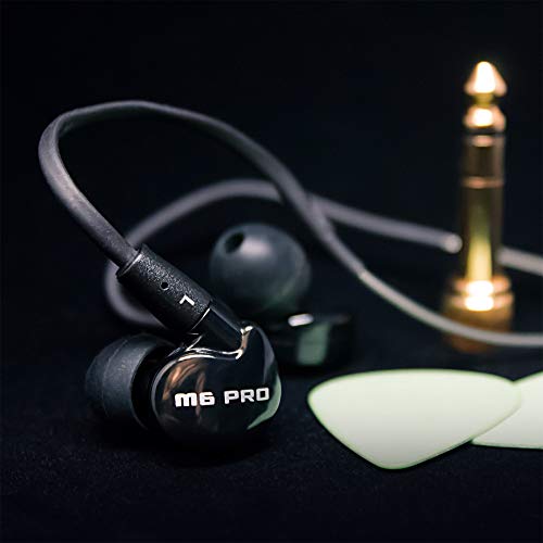 MEE audio M6 PRO Universal-Fit Noise-Isolating Musician's In-Ear Monitors with Detachable Cables (Jet Black) - BLUCOIL Edition (Certified Refurbished)