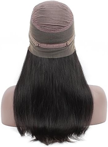 Queen Plus Pre Plucked 360 Lace Frontal Wig 150% Density Silky Straight Virgin Human Hair Natural Hairline with Baby Hair Brazilian Full Lace Band Human Hair Wigs for Black Women (18inch)