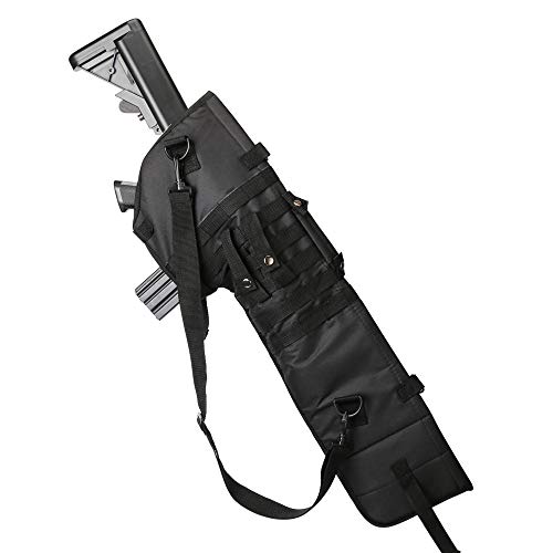 aokur Tactical Pistol Scabbard Holster Molle Rifle Sling Case Bag for Tactical Shotgun Outdoor Hunting (Black)