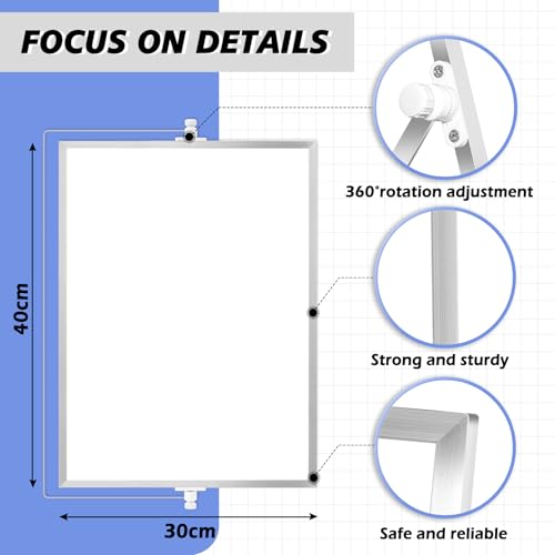 DOLLAR BOSS Small Whiteboard A3 Magnetic White Board with Stand 30x40cm | Double Sided Desk Whiteboard Mini Portable Dry Erase 360°adjustable with 8 Markers 1 Eraser 8 Magnets, for Home Office School
