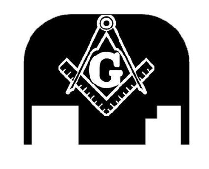 Fixxxer Rear Cover Plate Glock (Freemason Masonic Design) Fits Most Models (Not G42, G43) Generations (Not Gen 5)