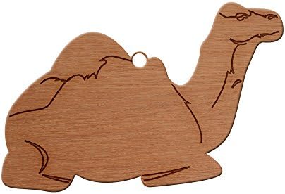 MissCraftCo Camel Sitting Design Wooden Christmas Tree Ornament, Hanging Xmas Decor