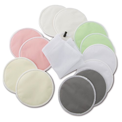 Enovoe Organic Bamboo Breastfeeding Pads (12 Pack) with Bonus Laundry Bag - Reusable Nursing Pads for Breast are Super Soft, Machine Washable and Hypoallergenic