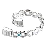 For Fitbit Alta HR and Alta Bands, bayite Metal Bands Silver with Blue Rhinestone Style E ()