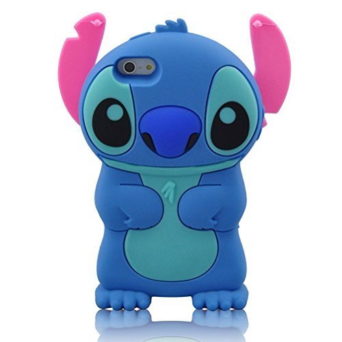 Modal Cute Movable Ear Flip Stitch & Lilo Silicone Cover Case for Iphone 5 (BLUE)