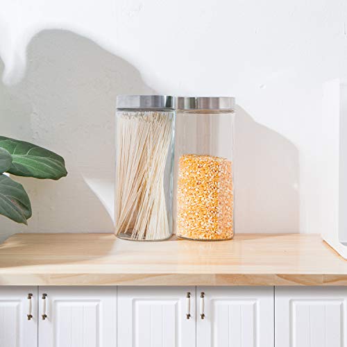 Glass Kitchen Storage Canister Jars Set with Stainless Steel Lids For
