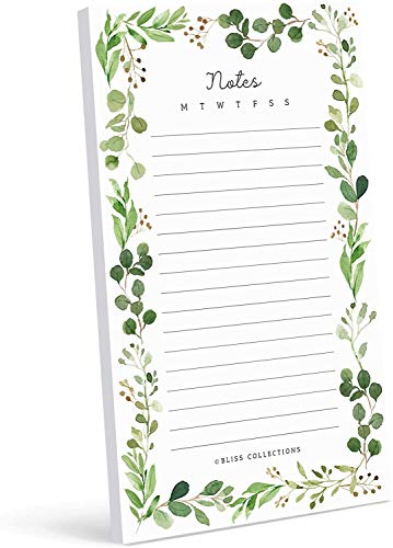 Bliss Collections To Do List Notepad, Greenery, Magnetic Weekly and Daily Planner for Organizing and Tracking Grocery Lists, Appointments, Reminders, Priorities and Notes, 4.5