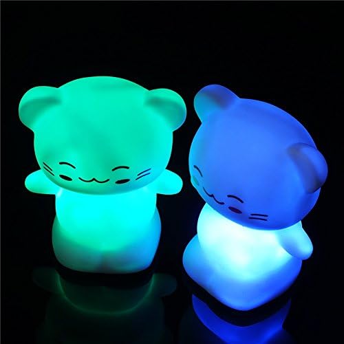 LED Kitten Nightlight Baby Room Kids Assorted Colors Sleep Night Light Up Toy 2.9 x2 Inch