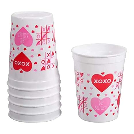 Valentine S Day Plastic Tumblers Cup 6 Red White White
