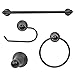 4 Piece Bathroom Accessory Set by Exquisite Classic Design, Includes 18” Towel Bar, Towel Ring, Robe Hook, And Single Post Toilet Paper Holder, Oil Rubbed Bronze Finish