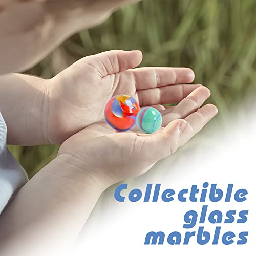 3 otters Glass Marbles Bulk, 125PCS Round Glass Beads with Marble Jar Assorted Style Kid Marbles Game Marble Run Vase Fillers