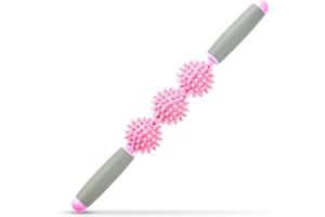 AILICA Fascia Muscle Roller, Cellulite Massager Fascia Roller for Cellulite and Sore Muscles, Neck, Leg, Back, Pressure Trigger Point Body Roller Deep Tissue Massage Stick Tools - 3 Massage Balls | Pink