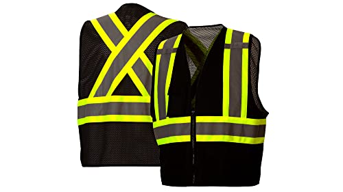 Pyramex RCZ24 Series Black Safety Vest ANSI 107-2020 Type O Class 1/CSA Z96-15…