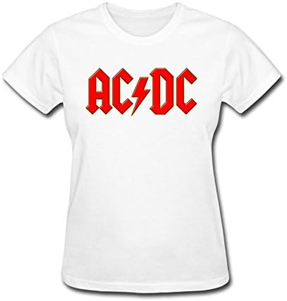 OPEND Women's American Band ACDC T-shirt White L