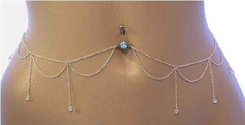 Body Accentz Belly Button Ring Navel Body Jewelry Dangle Waist Chain 14 Gauge PP121