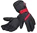 Simplicity Ski Gloves - Waterproof Snowboard Snow Warm Winter Men Gloves, Black Red, L
