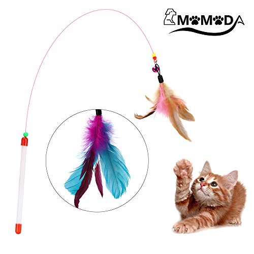 Cat Feather Teaser Toys, MOMODA Surprise 8 Pack Feather Cat Refills, Perfect Interactive Cat Wand Toys for Cat and Kitten Exercise