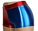 Dilly Duds HIGH Waist Metallic Red and Blue Cosplay Booty Shorts (Large)
