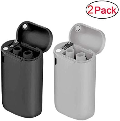 Upgraded Collapsible Reusable Straws Foldable Stainless Steel Straws Portable Drinking Straws Portable Set with Hard Case Holder and Cleaning Brush (black&Gary, 2pcs)