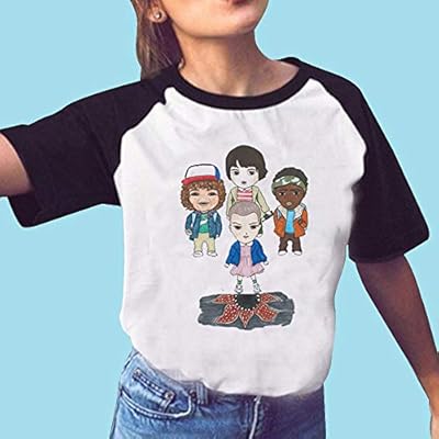 Stranger Things Camiseta de mujer adolescente niña temporada 2 Demogorgon Verano Camisetas Mujeres Eleven Raglan Manga Corta Camiseta Upside Down Sport Casual Blusa Camiseta Tops Camisa Sale, color 34, tamaño xxx-large: Amazon.es: