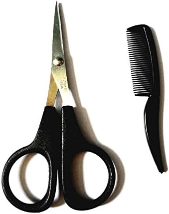 Beard & Mustache Scissors for Men with Mini Comb Eyebrow Trimmer (1 pack)