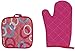 ThisWear Funny Retirement Gift I'm Retired You're Not Have Fun at Work Funny Aprons 3-Piece Cooking Apron Set with Oven Mitt and Pot Holder Funny Apron Pink Circle