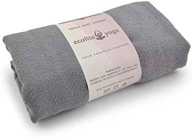Ecolite Yoga Mat Towel, Ideal for Hot Yoga, Bikram Yoga, mat-size 24X72 Non-Slip,Skidless,Super Absorbent,Eco-Friendly,Machine Washable,100% Microfiber Yoga Towel(Grey)