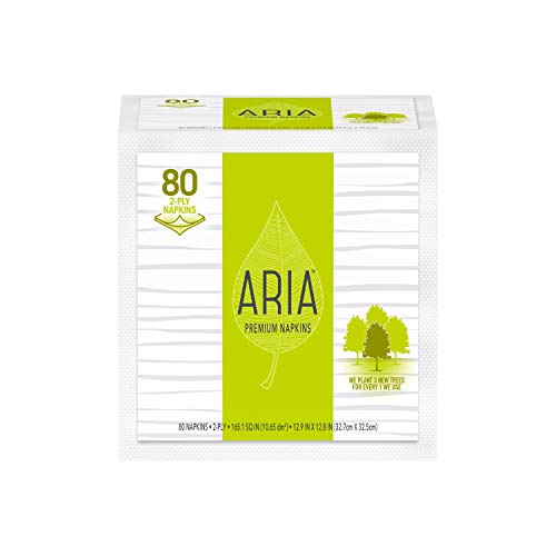 Aria Premium Earth Friendly Napkins, 80-Count 2-Ply Napkins, White, Paper, Eco Friendly Napkins - Thumbnail 7