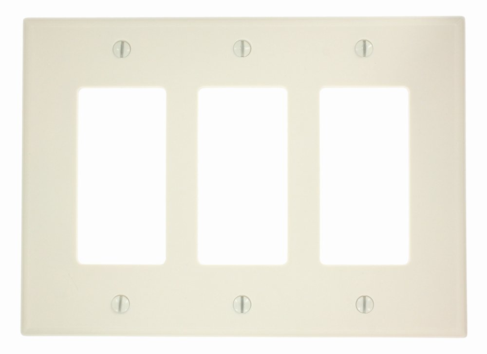 Photo 1 of Leviton 3-Gang Decora/GFCI Device Wallplate, 80611-T, Light Almond