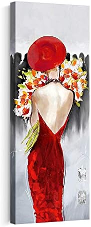 Crescent Art Framed African American Black Art Dancing Black Women in Dress Wall Art Painting on Canvas Print Wall Picture for Home Accent Living Room Wall Decor (12 x 36 inch, M)
