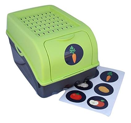 Vorratsdose für Kartoffeln, Gemüse, Obst, Zwiebeln, Aufbewahrungsbox, Kunststoff, Volumen von 7,7 Liter + 6 Aufkleber mit Gem