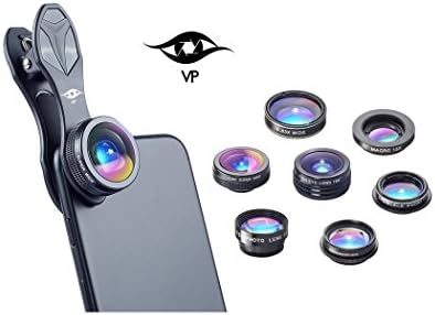 ViewPoint 7 in 1 Professional Clip On Camera Lens System For iPhone X, 8, 8 Plus, 7, 7 Plus, 6s, 6, 5s Samsung, Smartphones, Cellphones &amp; Tablets - Fish Eye - Wide Angle - Zoom - Macro Lenses