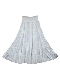 Mogul Womens Summer Skirt Brown Ethnic Printed Renaissance Cotton Skirts