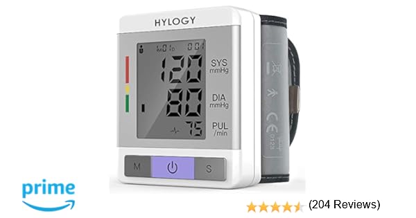 Tensiómetro de Muñeca,Hylogy Tensiómetro Digital de Muñeca Totalmente Automático Presión Arterial y Detección de Pulso Arrítmico Memoria (2 * 90) ...