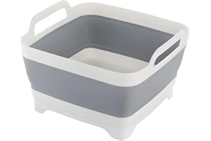 TNAIYH Car Collapsible Dish Basin with Drain Plug Carry Handles, 2.4 Gallons Space Saving Multiuse Portable Sink Tub, Vehicle Storage Tray Wash Bucket, Universal for SUV, Truck, RV