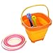 Beach Toys Set 2 Packable Pails&Collapsible Buckets with 1 Shovel and 1 Rake Orange & Pink Perfect for Summer Playset for Kids and Children