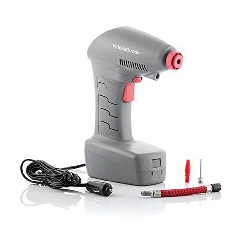 InnovaGoods IG815783 Portable Air Compressor with LED Airpro,Black,18 x 25 x 8 cm