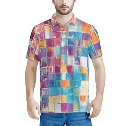 HUGS IDEA Colorful Grid Polo Shirts for Men