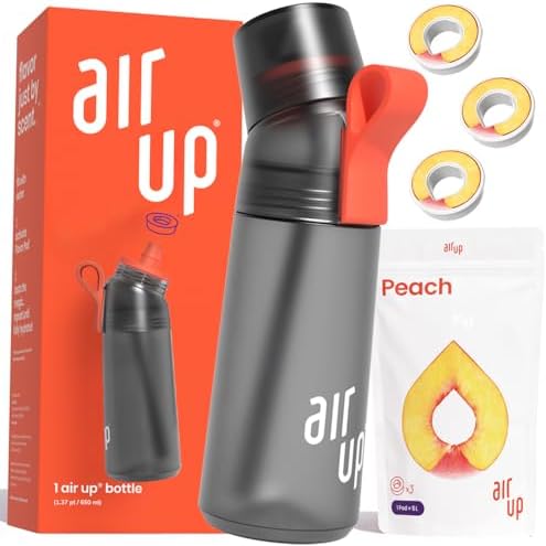 air up Official water bottle with flavor pods Gen 2 (21oz) Charcoal Grey + 3x peach flavor pods | Flavored water zero sugar & Spill proof water bottles with straw | Flavored air up Official water bottle with flavor pods Gen 2 (21oz) Charcoal Grey + 3x peach flavor pods | Flavored water zero sugar & Spill proof water bottles with straw | Flavored