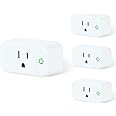 ALASTECH Smart Life Wi-Fi Outlet Compatible with Alexa, Google Home & Echo, Smart Socket with Timer Function & Group Controller, 15 Amp Indoor Plug, 2.4G Wi-Fi Only, White, 4 Pack
