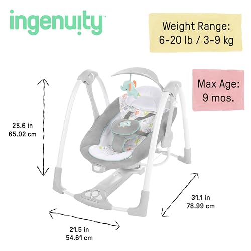 Ingenuity ConvertMe 2in1 Compact Portable Automatic Baby Swing